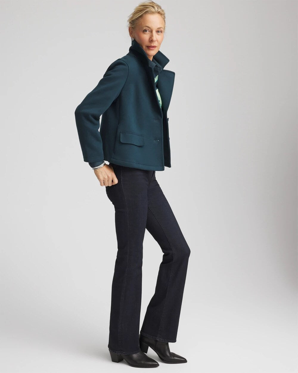Chico's For Sale Teal Shadow Plush Knit Blazer