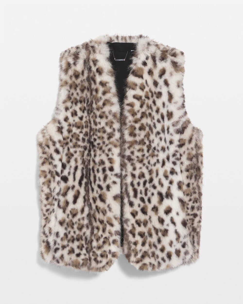 Chico's Online Cream Snow Leopard Faux Fur Vest