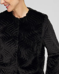 Chico's Sale Black Pattern Fur Jacket