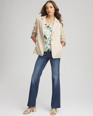 Chico's Outlet Ivory Wheat Faux Leather Blazer