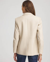 Chico's Outlet Ivory Wheat Faux Leather Blazer