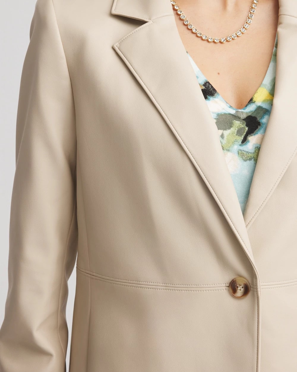 Chico's Outlet Ivory Wheat Faux Leather Blazer