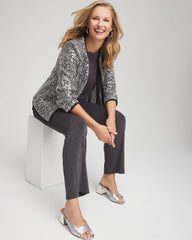 Chico's Online Serene Gray Travelers™ Collection Refined Sequins Netted Jacket