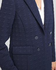 Chico's Discount Passport Blue Textured Single-Breasted Knit Blazer