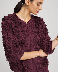 Chico's Outlet Blackened Burgundy Travelers™ Collection Textured Rosette Jacket