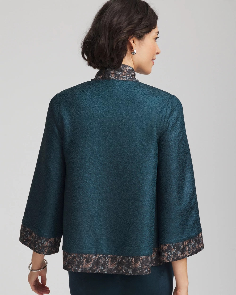 Chico's For Sale Teal Shadow Travelers™ Collection Crystal Crushed Reversible Jacket