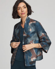 Chico's For Sale Teal Shadow Travelers™ Collection Crystal Crushed Reversible Jacket