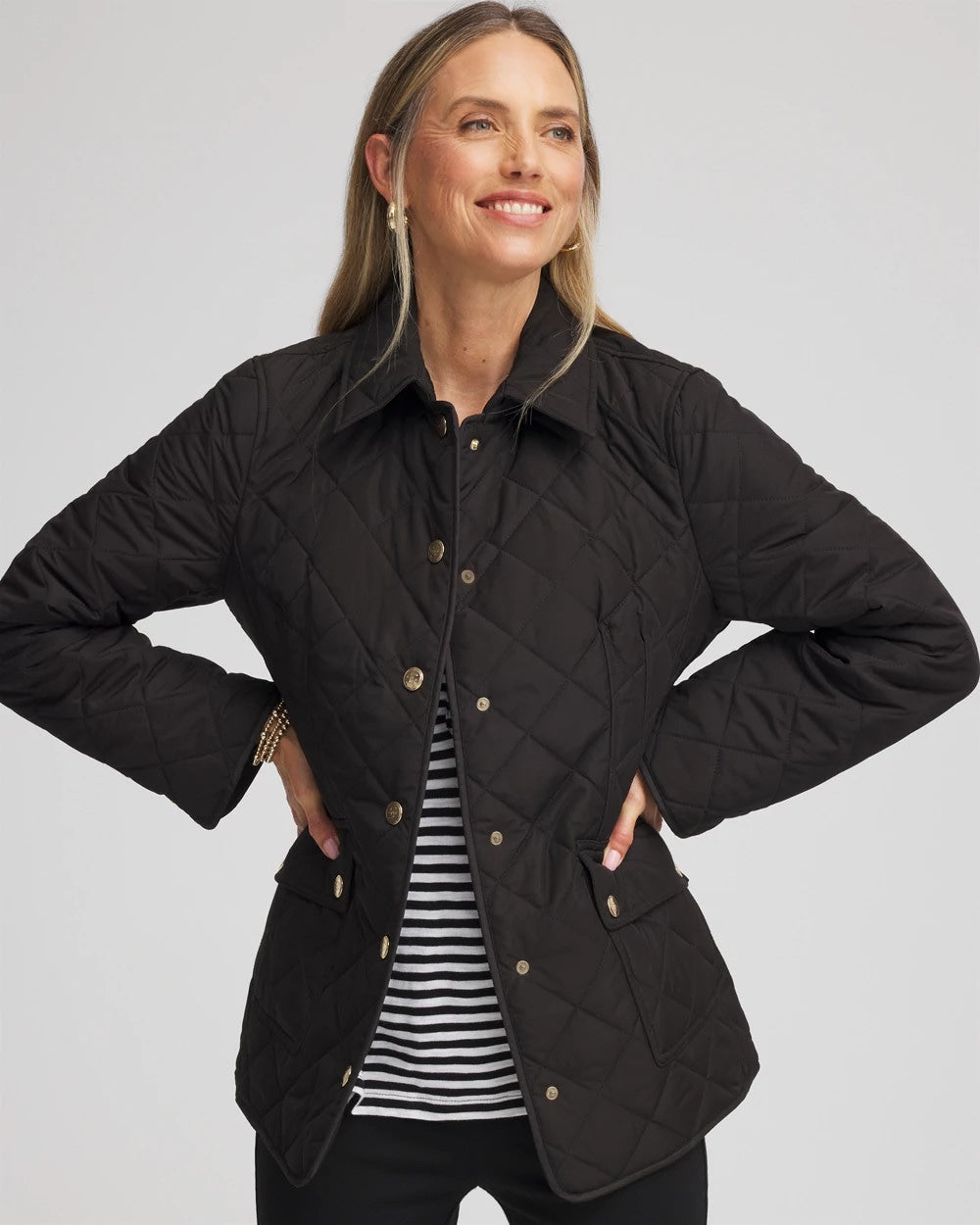 Chico's Online Black Quilted Barn Jacket