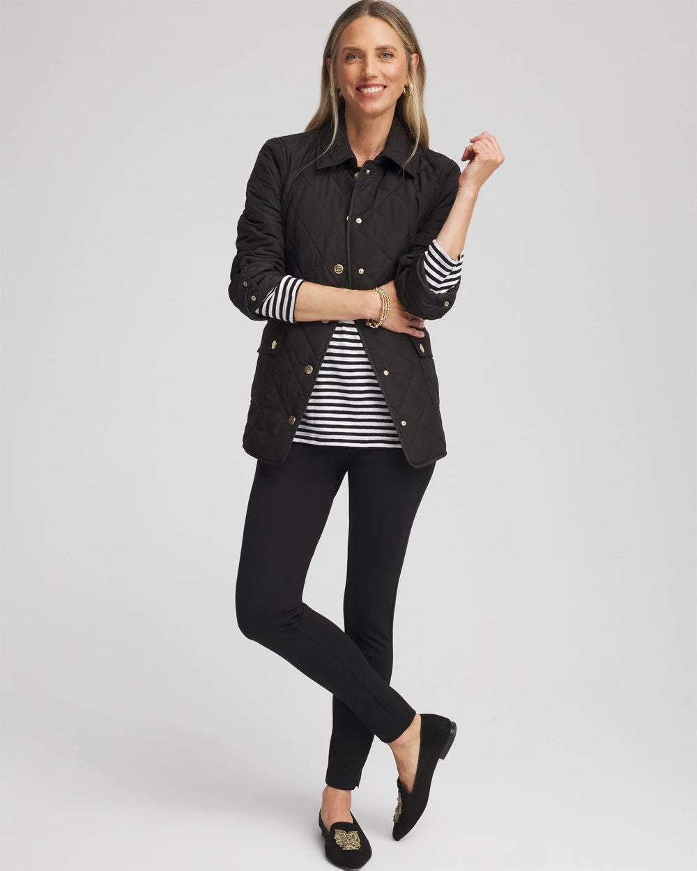 Chico's Online Black Quilted Barn Jacket