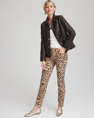 Chico's Sale Black Raisin Snap Front Faux Leather Jacket