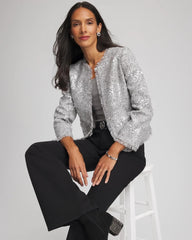Chico's For Sale Silver Silver Sequins Tweed Jacket