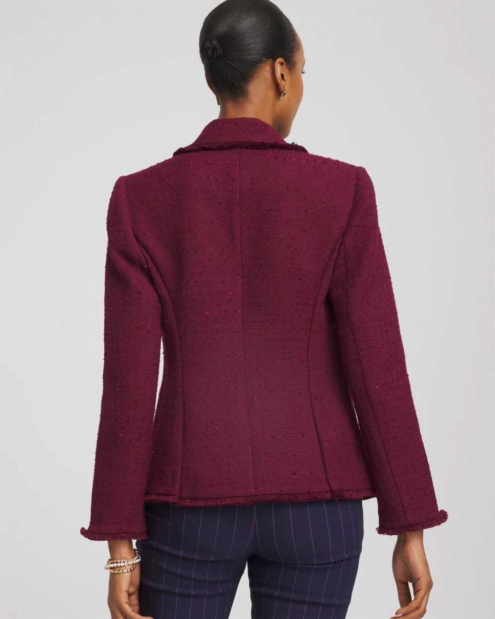 Chico's Online Deep Chianti Tweed Fringe Blazer
