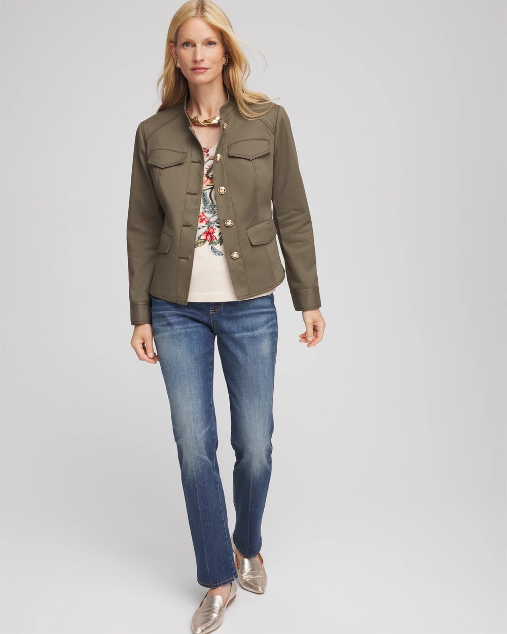 Chico's Sale Nettle Leaf Peplum Field Jacket