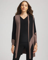 Chico's Outlet Deep Taupe Travelers™ Collection Colorblock Cardigan