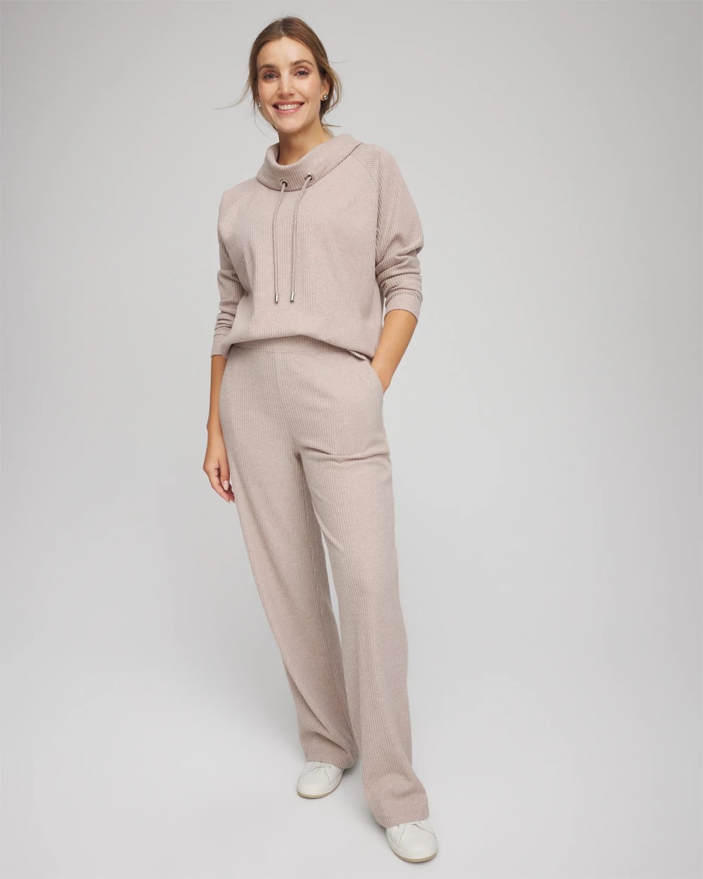 Chico's For Sale Light Taupe Heather Zenergy® Brushed Ribbed Pants