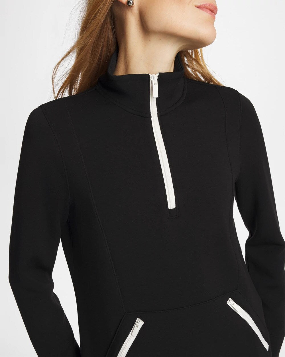 Chico's Online Black Zenergy® Soft Contrast Half Zip Pullover