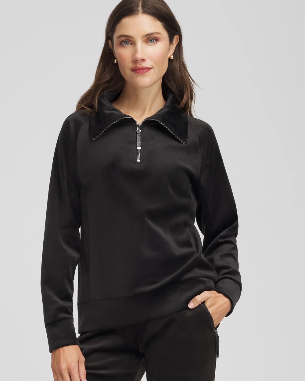 Chico's Discount Black Zenergy® Velour Pullover