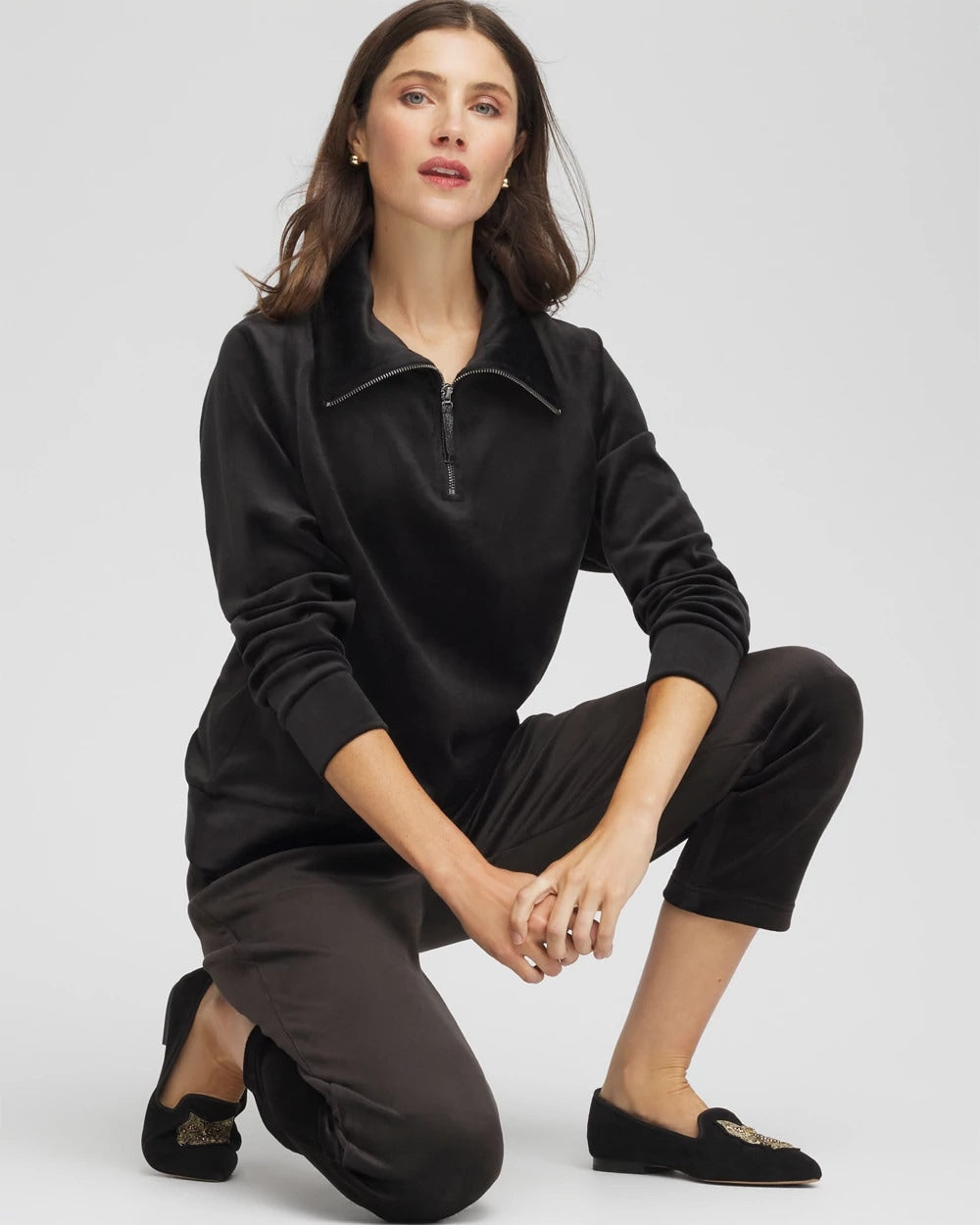Chico's Discount Black Zenergy® Velour Pullover