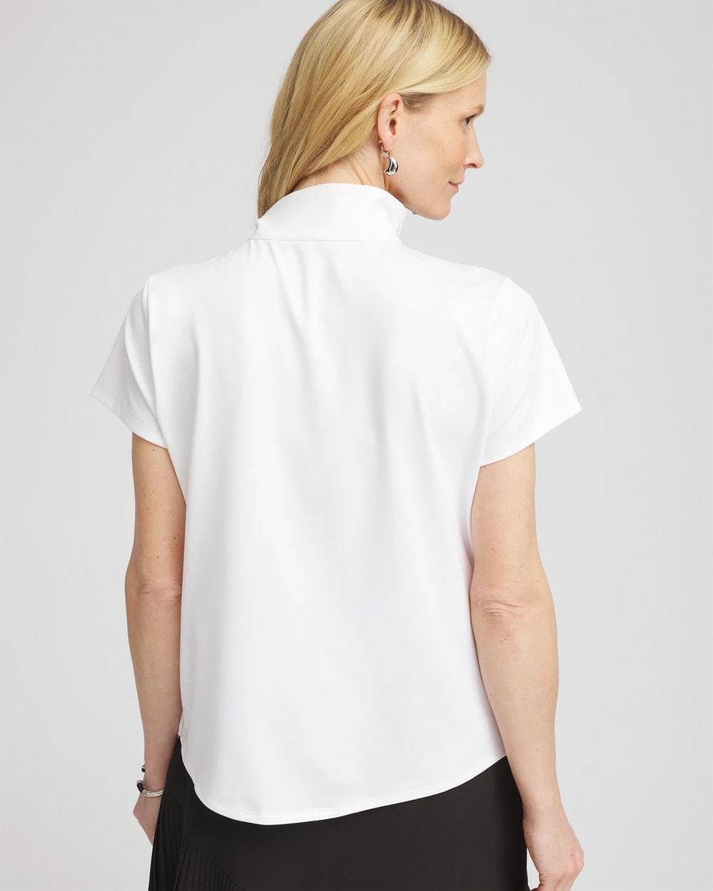 Chico's Discount Alabaster Zenergy® UPF Mockneck Short-Sleeve Top