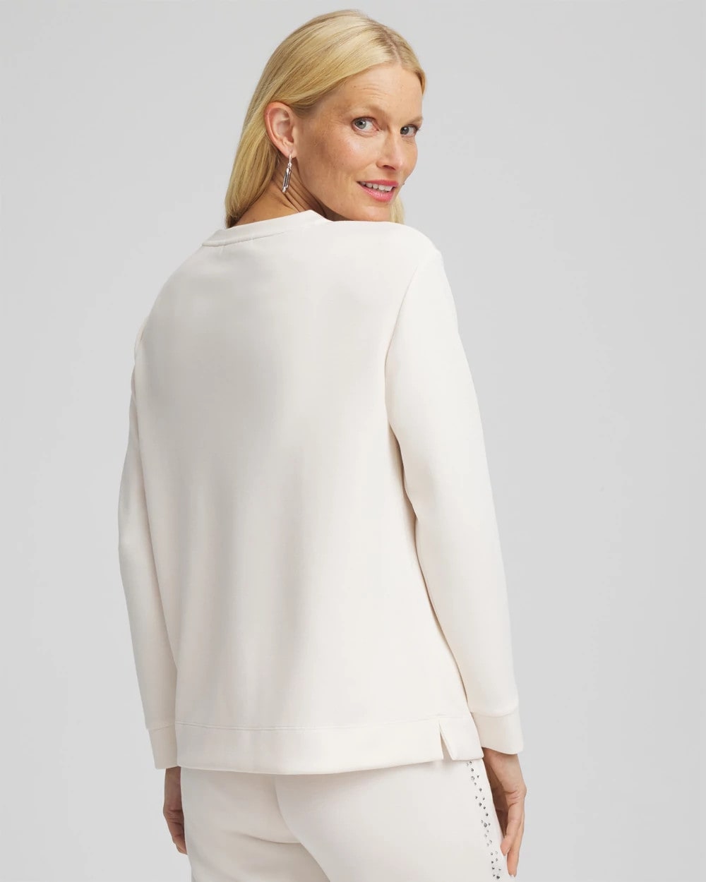 Chico's Sale English Cream Zenergy® Rhinestone Pullover Top
