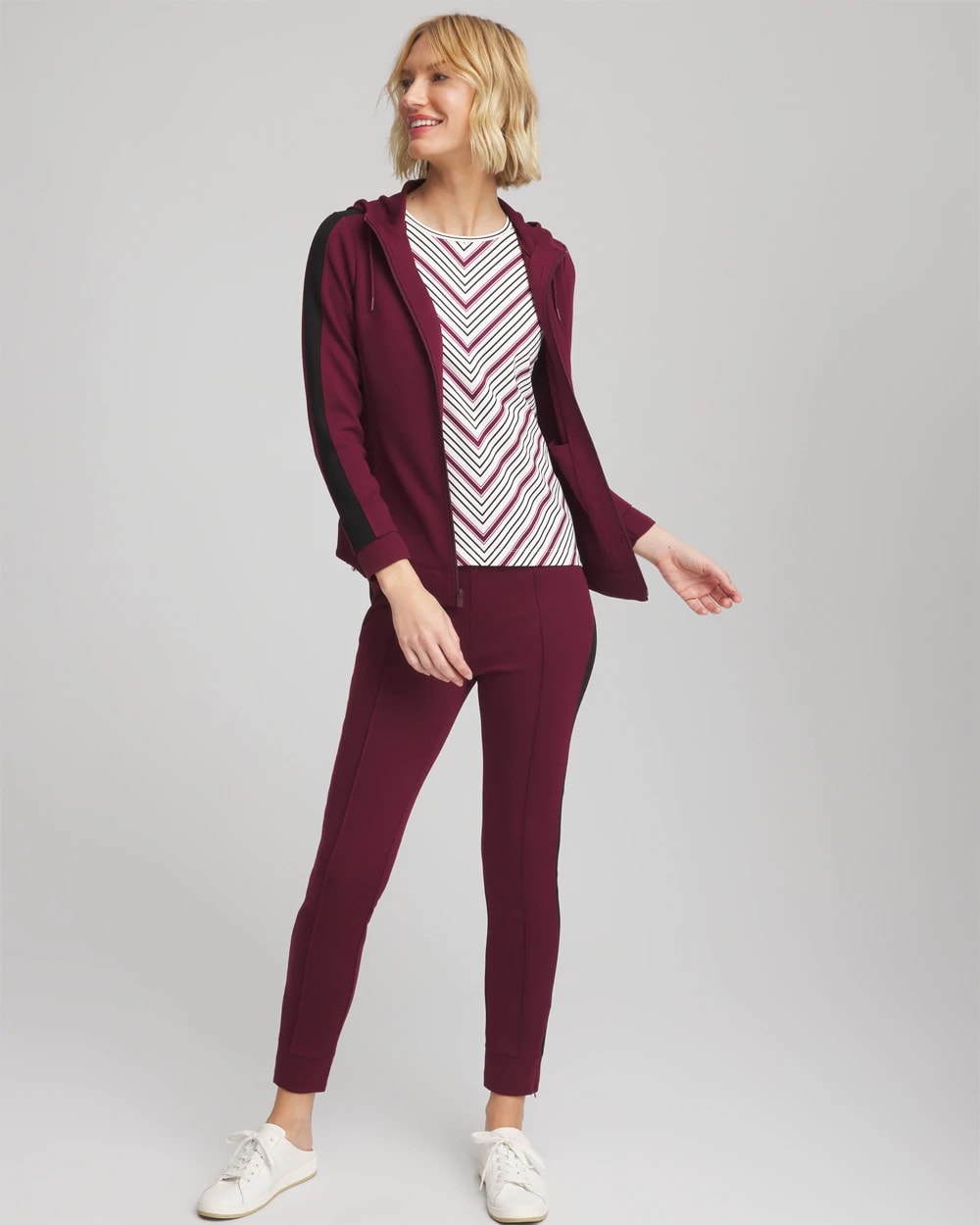 Chico's Outlet Deep Chianti Zenergy® Soft Brushed Striped Top