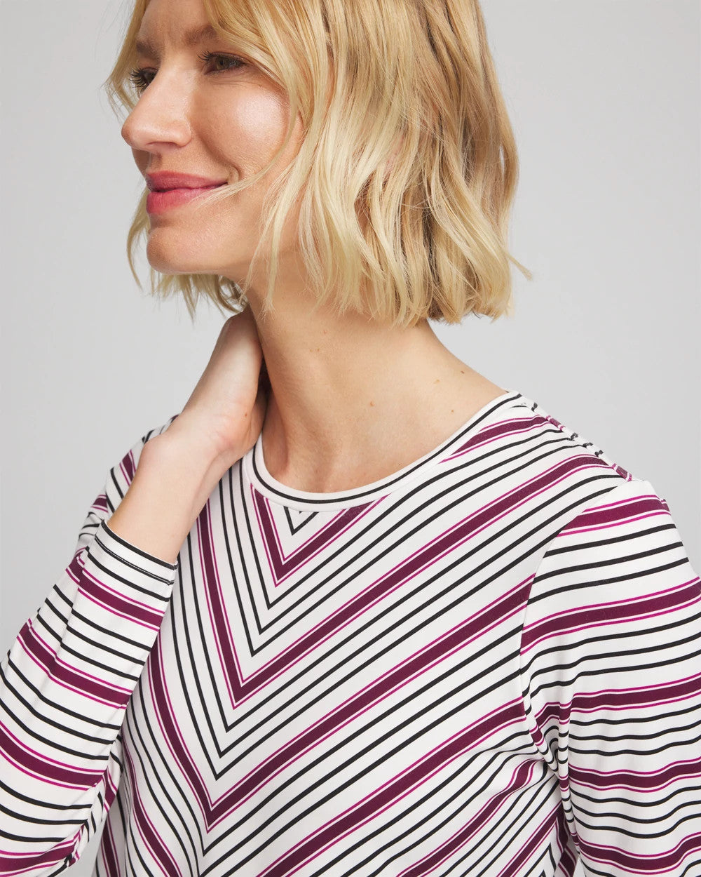 Chico's Outlet Deep Chianti Zenergy® Soft Brushed Striped Top