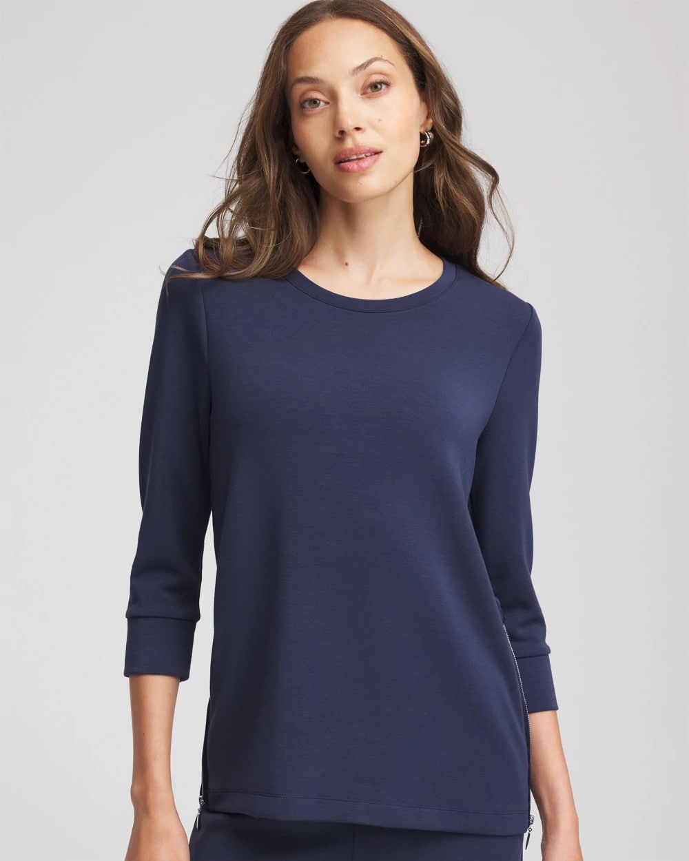 Chico's On Sale Passport Blue Zenergy® Satin-Trim Tunic