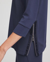 Chico's On Sale Passport Blue Zenergy® Satin-Trim Tunic