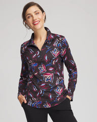 Chico's For Sale Deep Chianti Zenergy® UPF Floral Half-Zip Pullover Top