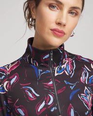 Chico's For Sale Deep Chianti Zenergy® UPF Floral Half-Zip Pullover Top