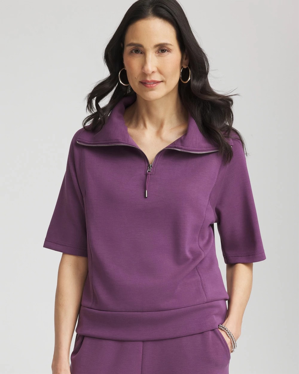 Chico's Online Washed Grape Zenergy® Soft Half-Zip Top