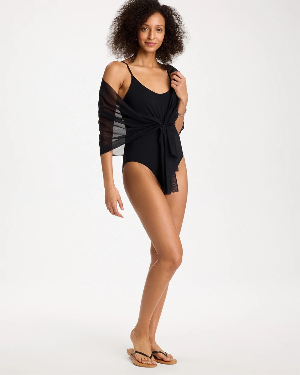 Chico's Discount Black Gottex Yuri Flower Mesh One Piece Swimsuit