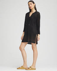 Chico's Discount Black Chico's Tie-Front Beach Swimsuit Cover-Up