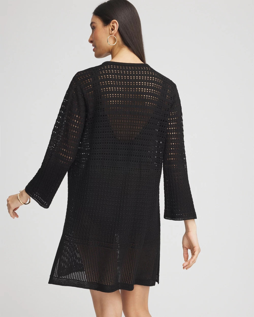 Chico's Discount Black Chico's Tie-Front Beach Swimsuit Cover-Up