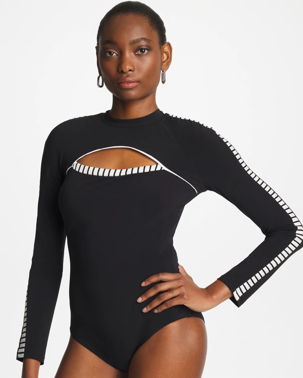 Chico's Sale Black/White Gottex Coco Long Sleeve One Piece