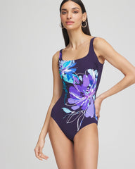 Chico's Outlet Blue Multi Gottex Water Square-Neck One-Piece Swimsuit