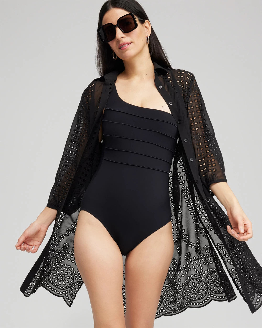 Chico's Online Black Shirt Dress Swim Coverup