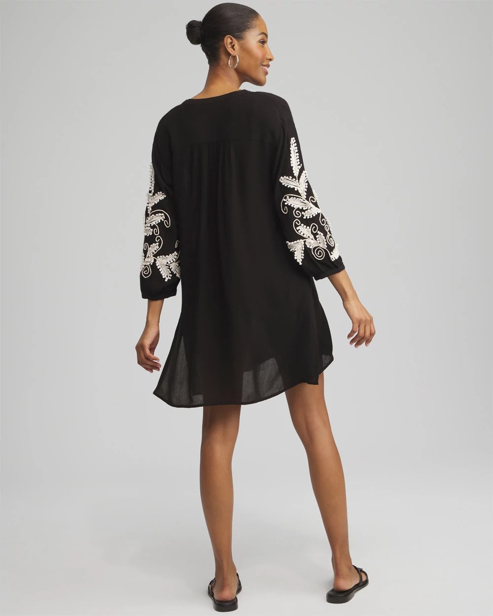 Chico's Online Black Embroidered Coverup Dress