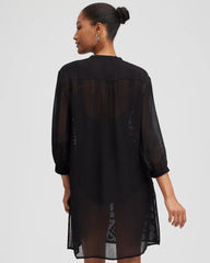 Chico's Discount Black Embroidered Swim Dress Coverup