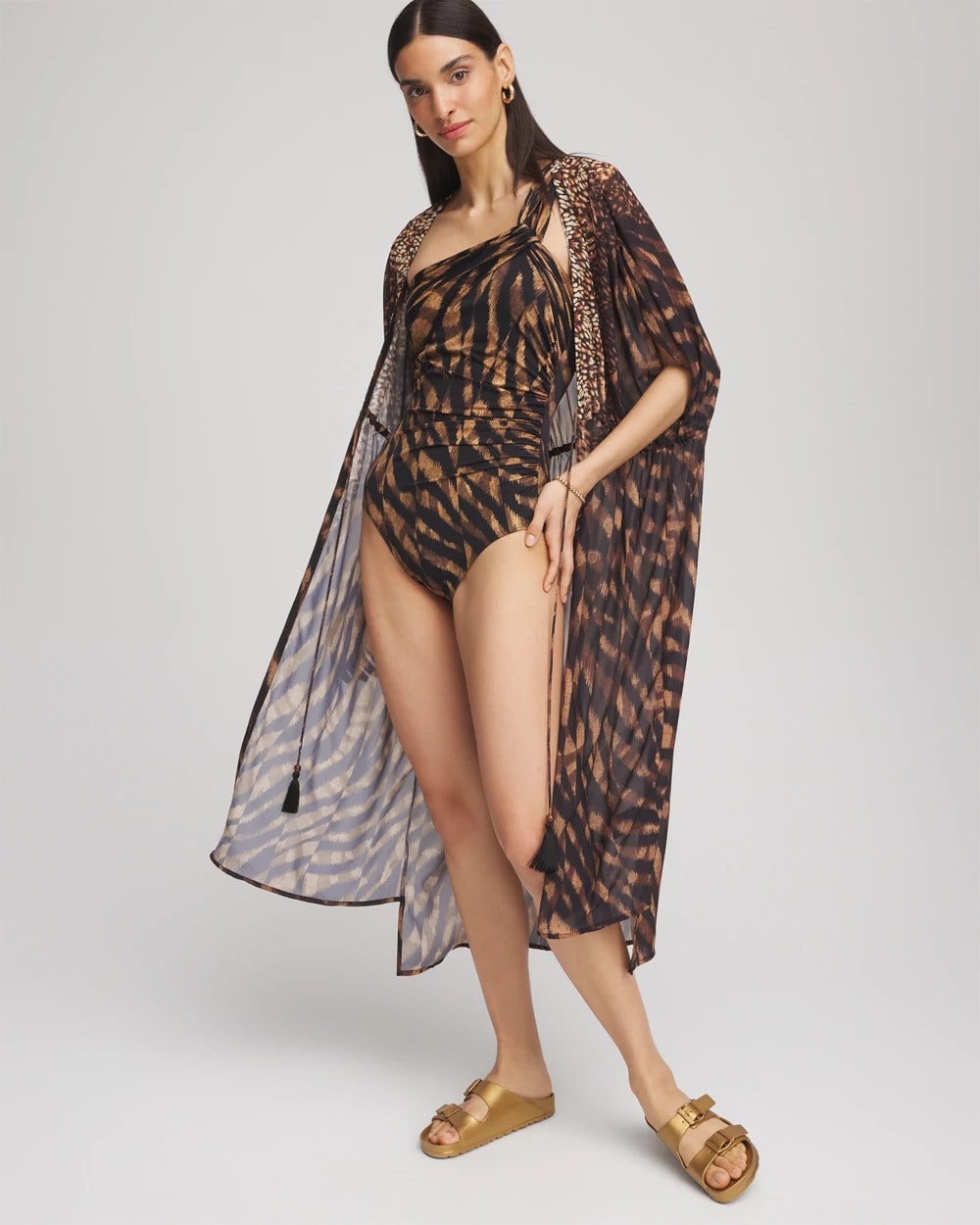 Chico's Online Black/Brown Miraclesuit® Raya De Safari Europa One-Piece Swimsuit