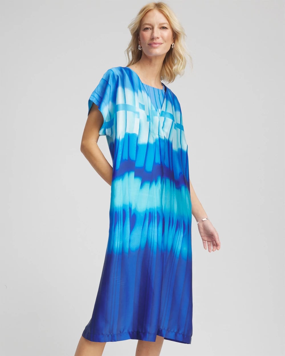 Chico's Outlet Blue Multi Gottex Golden Hour V-Neck Dress Cover-Up