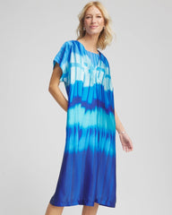 Chico's Outlet Blue Multi Gottex Golden Hour V-Neck Dress Cover-Up