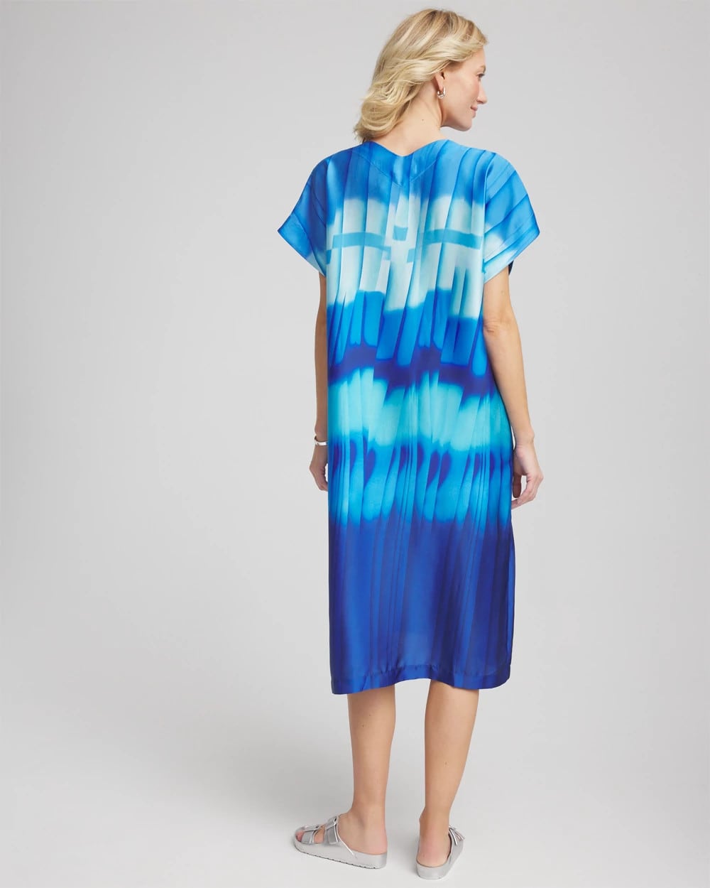 Chico's Outlet Blue Multi Gottex Golden Hour V-Neck Dress Cover-Up