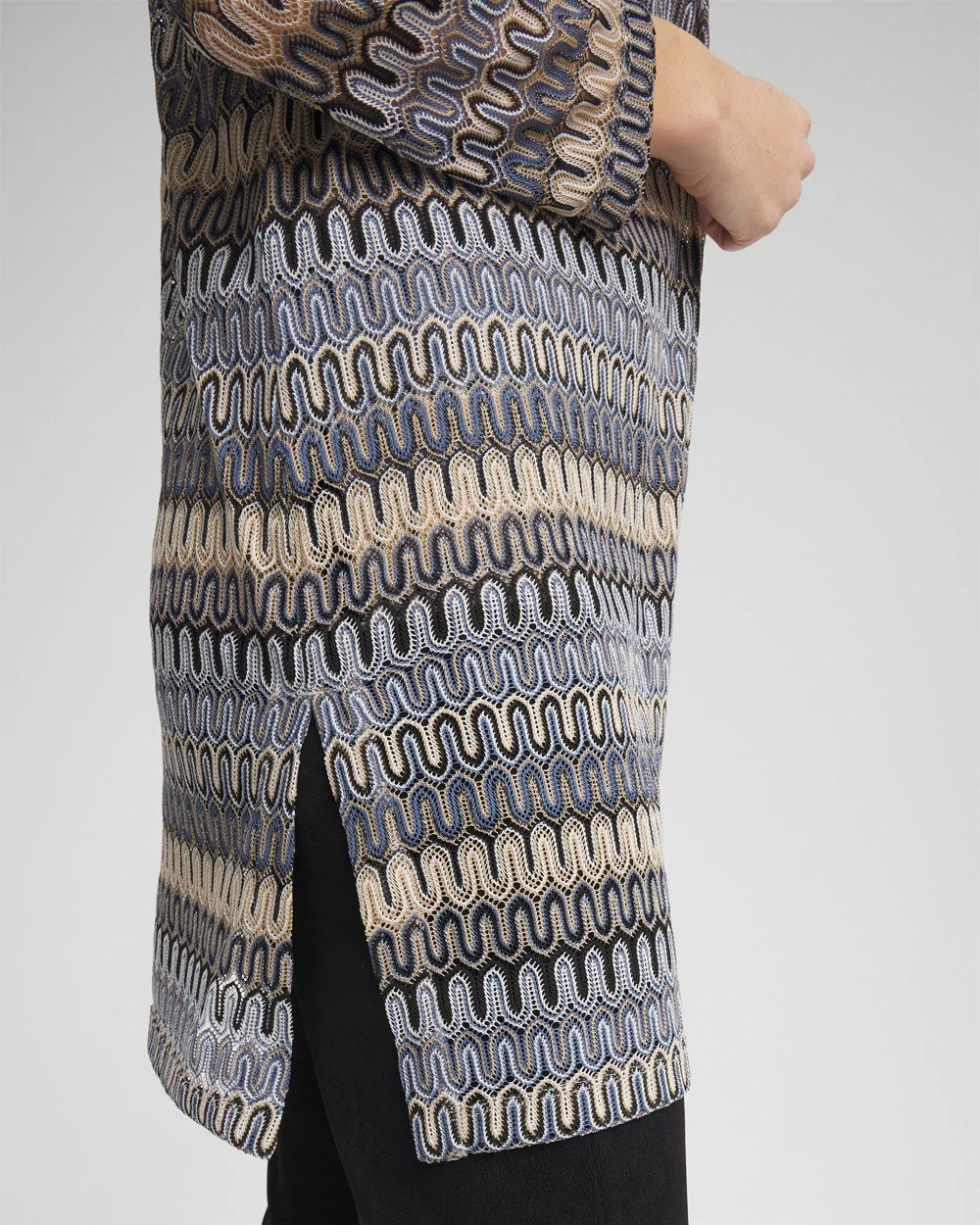 Chico's Outlet Canyon Blue Travelers™ Knit Chevron Open-Front Cardigan