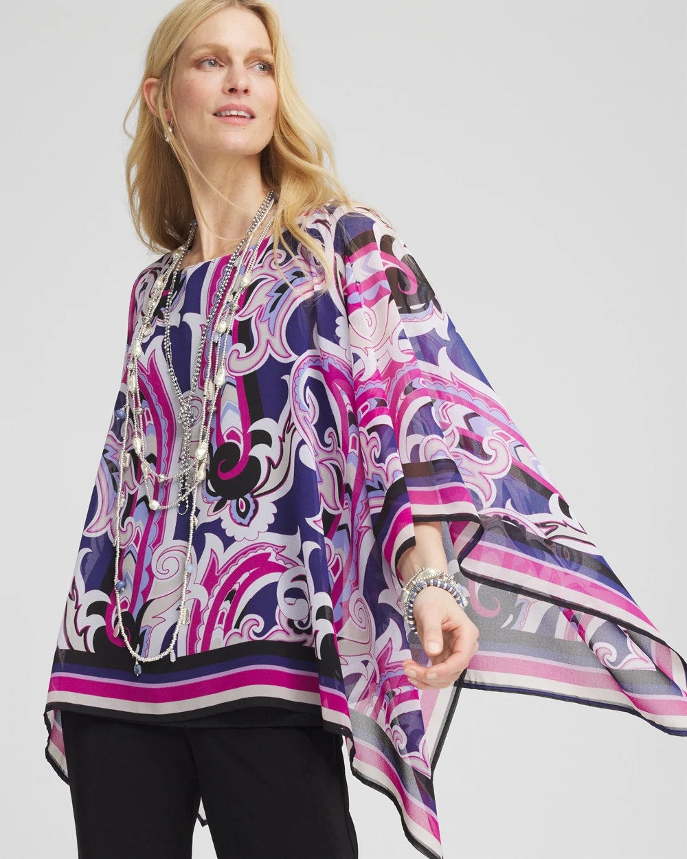 Chico's On Sale Purple Clover Travelers™ Paisley Chiffon Layered Top