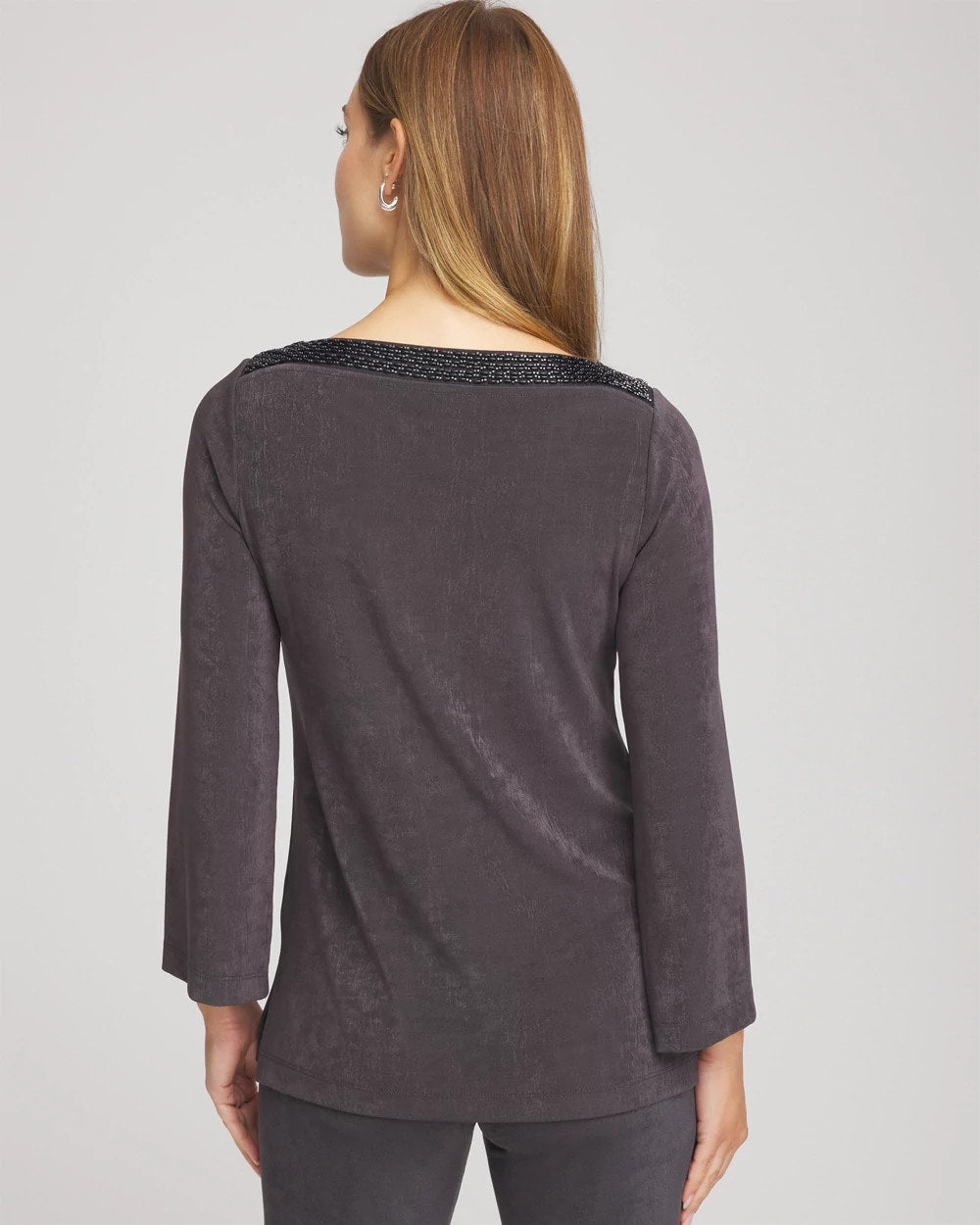 Chico's For Sale Serene Gray Travelers™ Koia Pearl Beaded Tunic