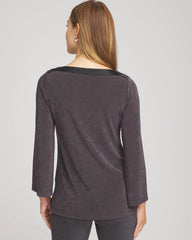 Chico's For Sale Serene Gray Travelers™ Koia Pearl Beaded Tunic