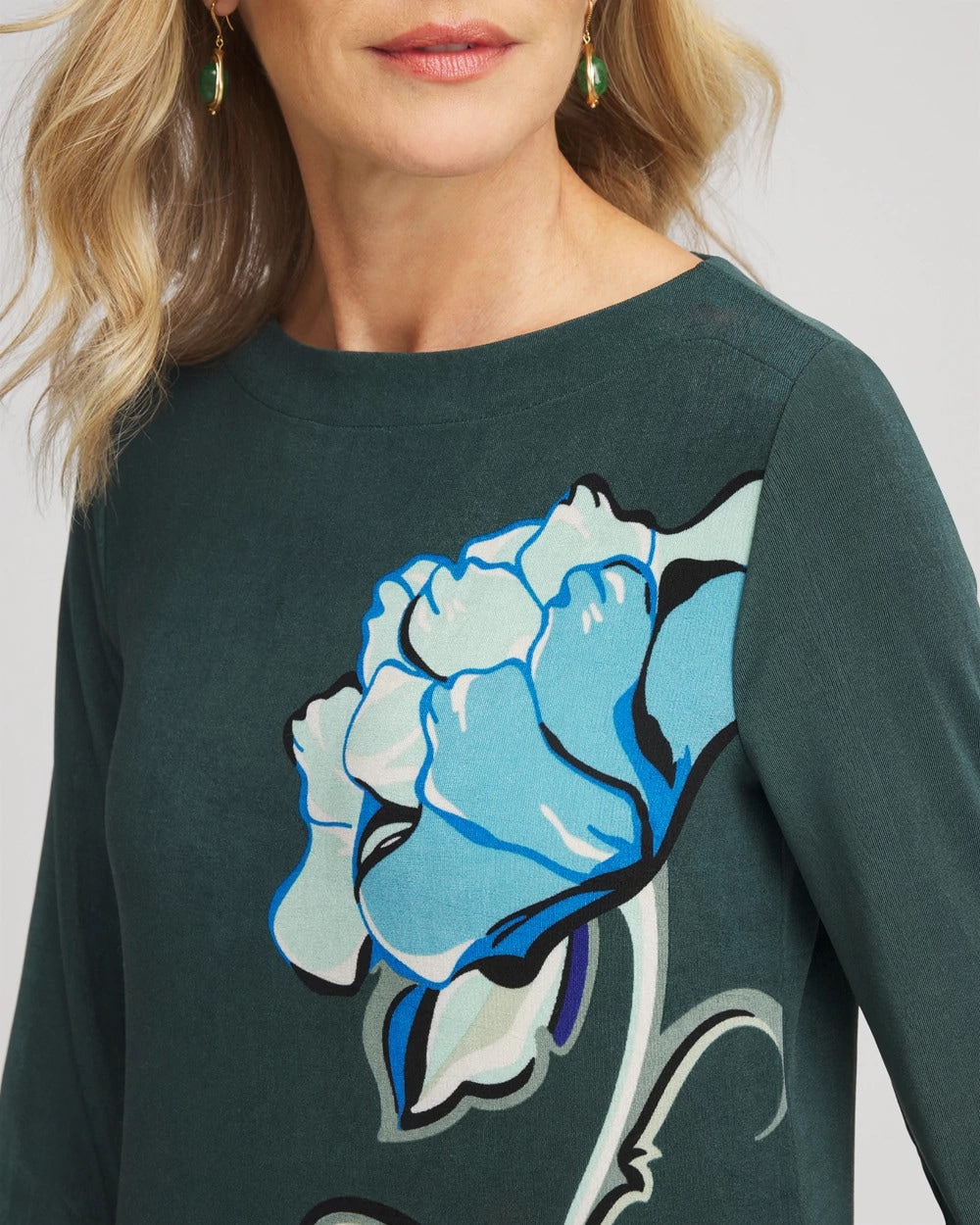 Chico's Online Darkest Spruce Travelers™ Artisanal Boatneck Tunic