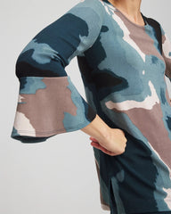 Chico's Discount Teal Shadow Travelers™ Crystal Flounce Sleeve Tunic