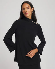 Chico's Outlet Travelers Black Travelers™ Button Mockneck Top